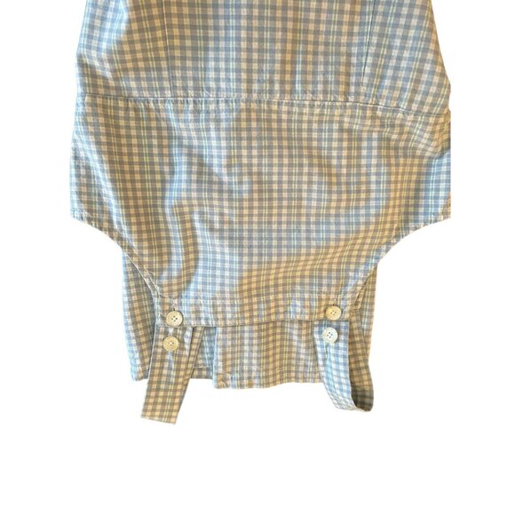 Vintage Two-Twenty Women's SM Blue Plaid Prairie Dress Overall Bib Modest Midi - Picture 7 of 12